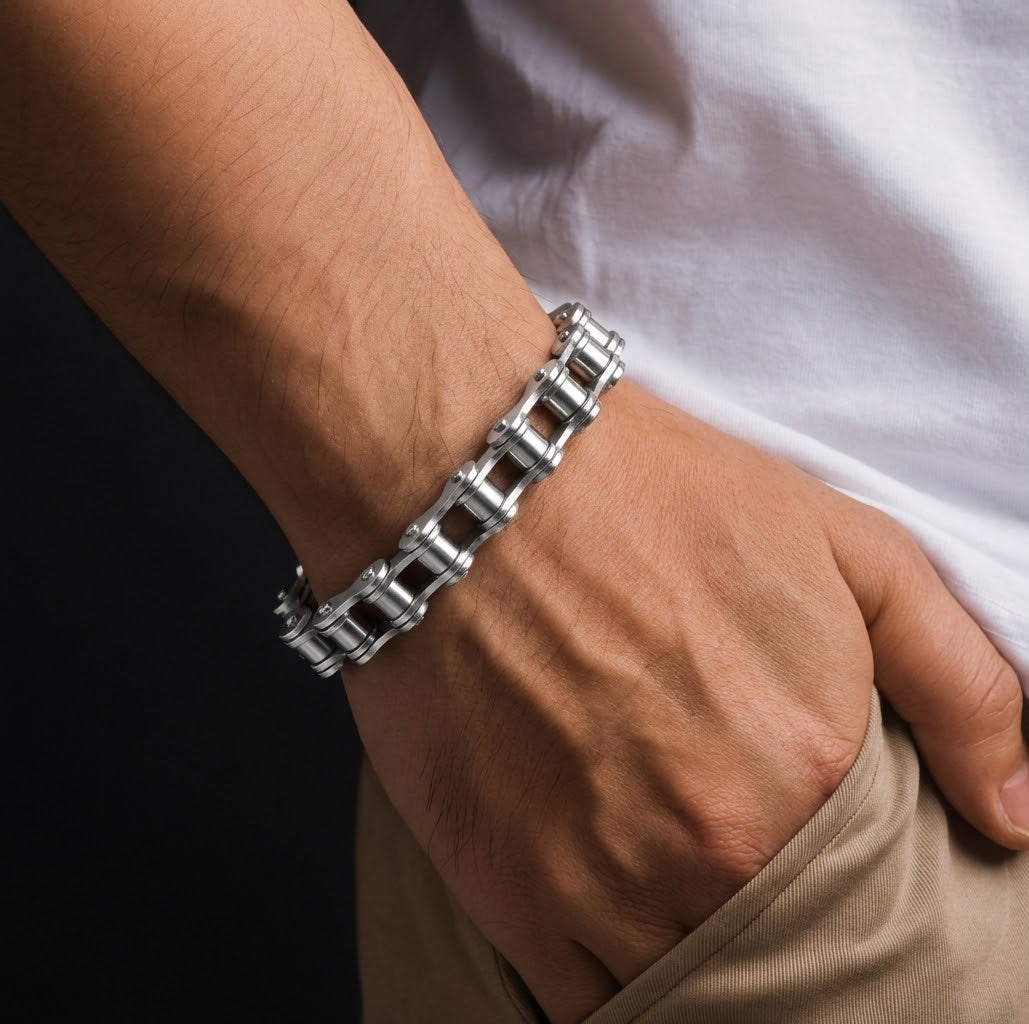 Pulsera Biker Rebel Tipo Cadena ⛓️